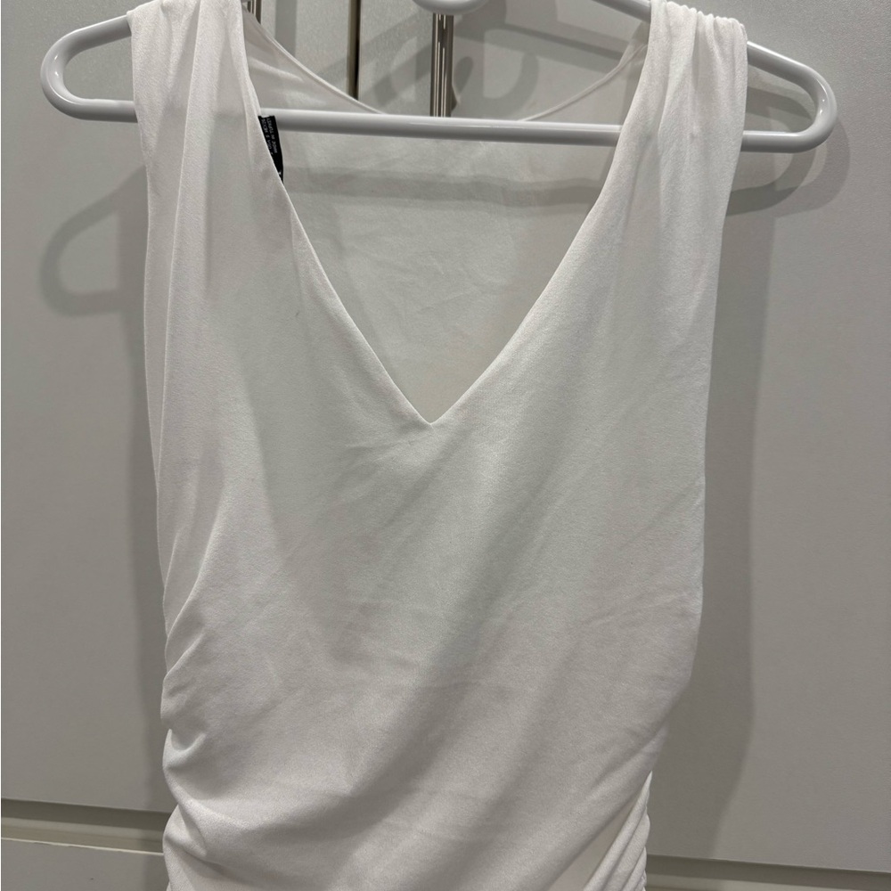 Zara White V-Neck Tank Top